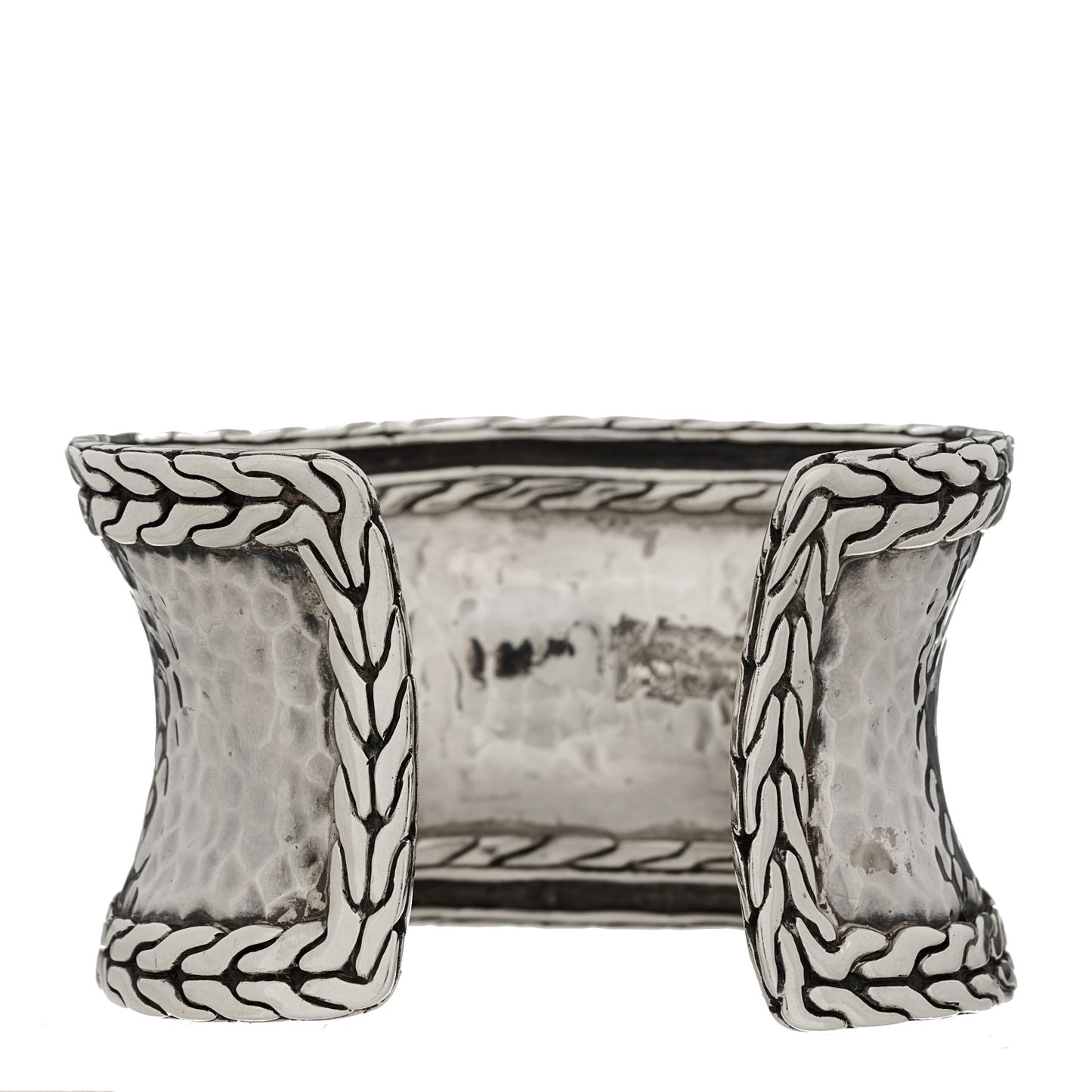 Sterling Silver Classic Chain Hammered Cuff Bracelet