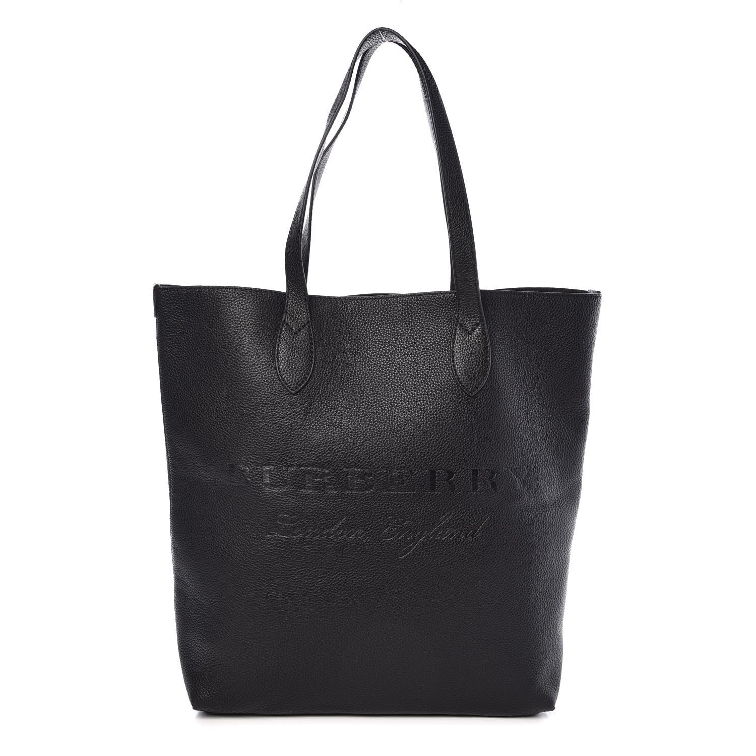 Burberry Grainy Calfskin Embossed Logo Tote Black 1 of 8