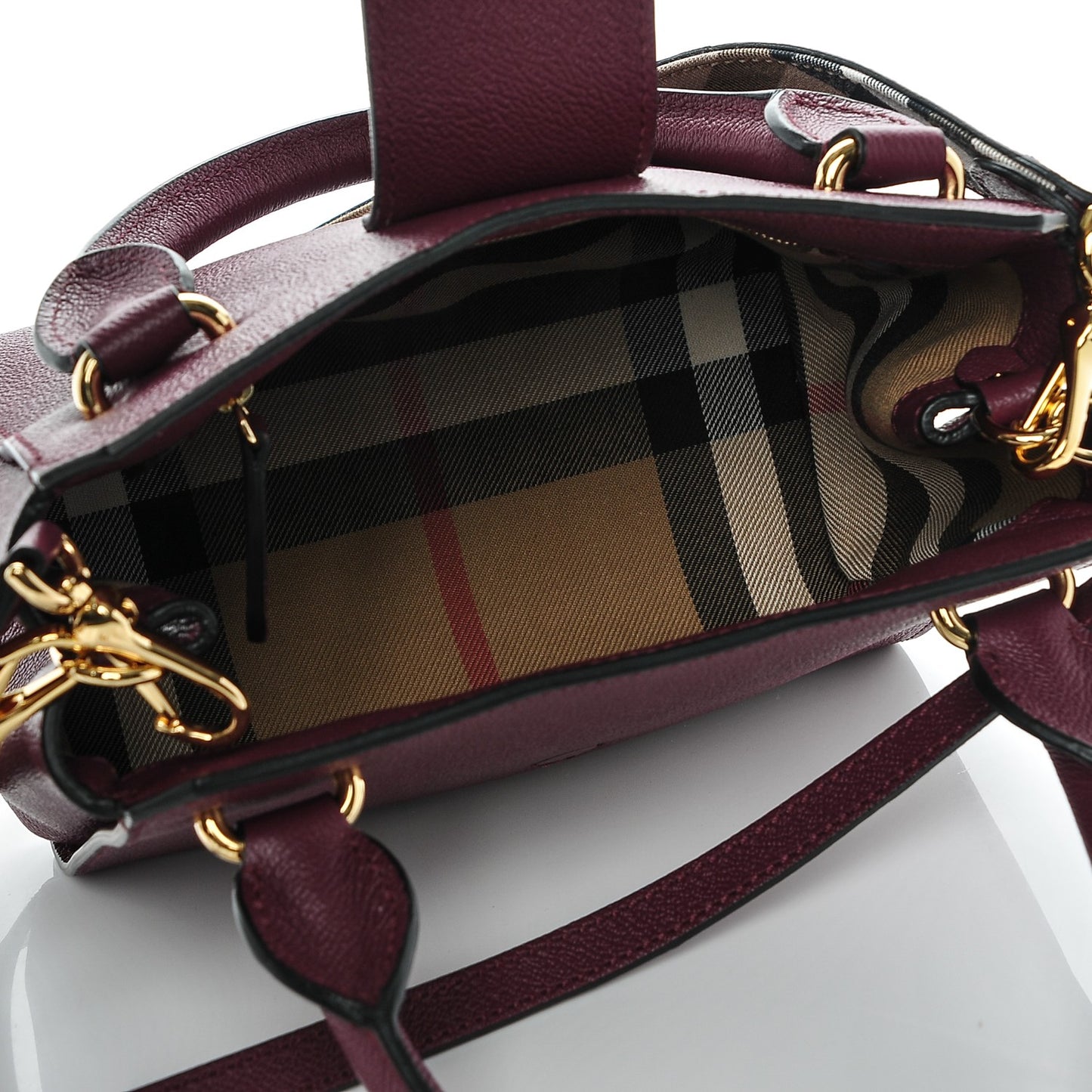Soft Grain Calfskin Small Buckle Tote Dark Plum