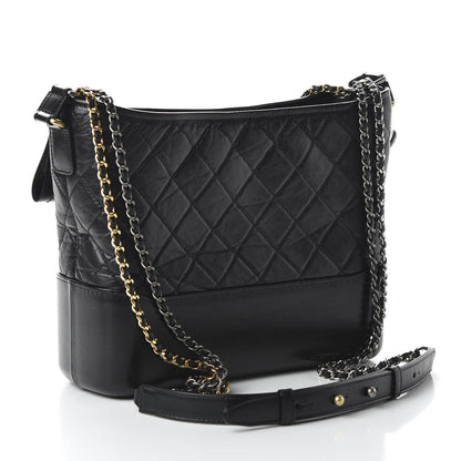 Chanel Aged Calfskin Quilted Medium Gabrielle Hobo Black 3 of 11