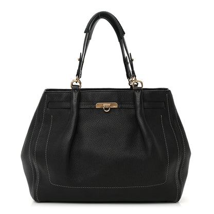 Salvatore Ferragamo Grained Calfskin Tote Black 1 of 18