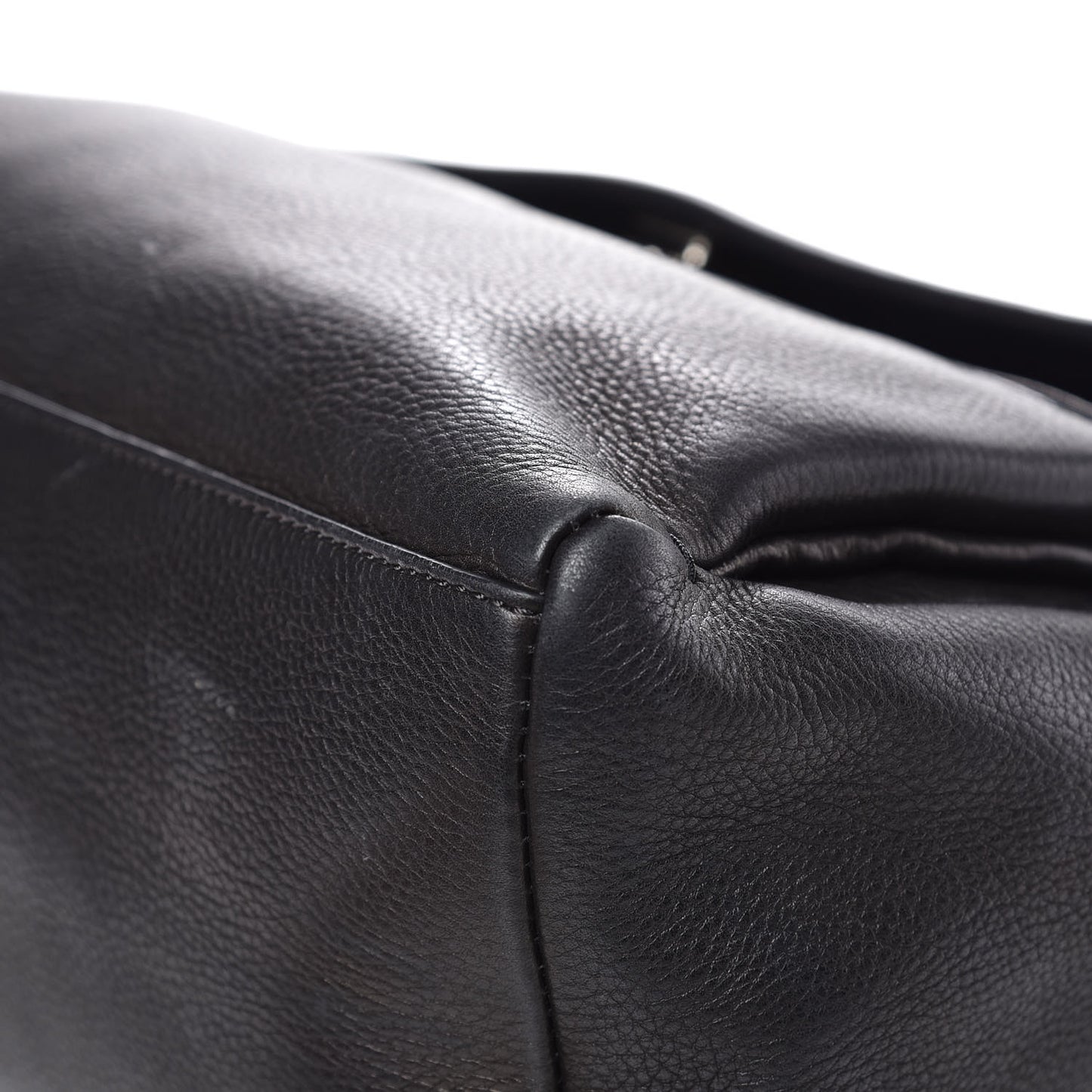 Waxy Grained Calfskin Medium Pandora Pure Flap Bag Black