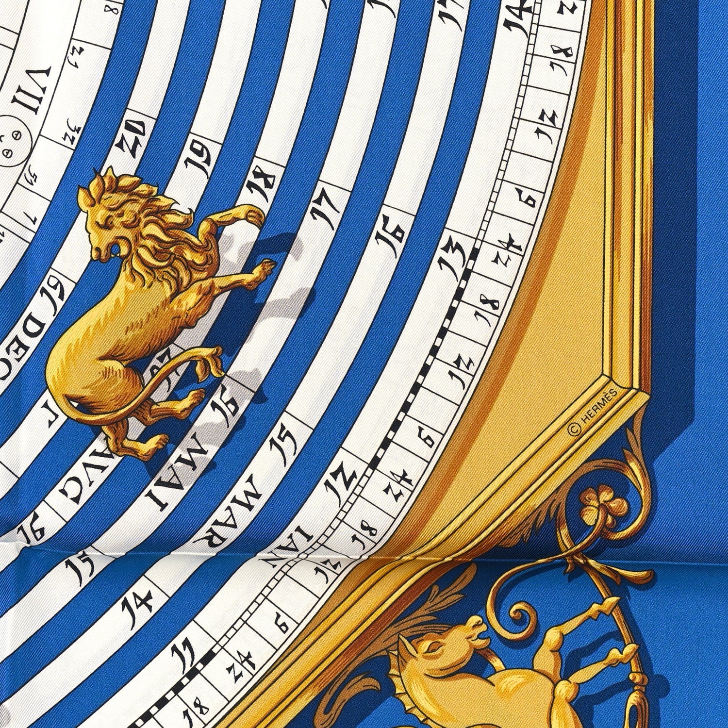 Hermes Silk Astrologie Scarf 90 Bleu Cobalt Vieil 4 of 4