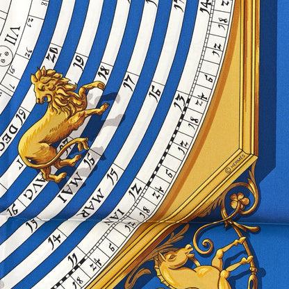 Hermes Silk Astrologie Scarf 90 Bleu Cobalt Vieil 4 of 4
