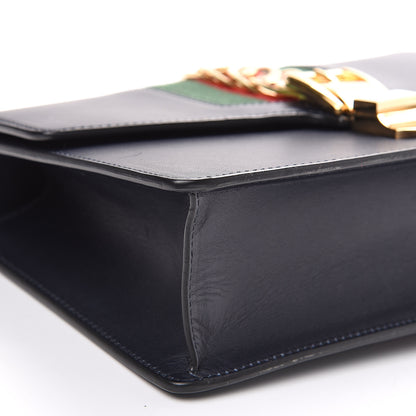 Gucci Vitello Fontanella Web Small Sylvie Shoulder Bag Blue Agata 8 of 12