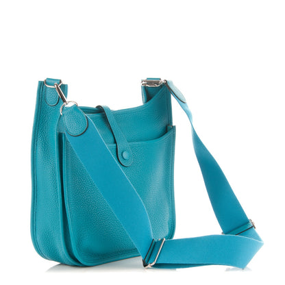 Hermes Taurillon Clemence Evelyne III PM Turquoise 2 of 6