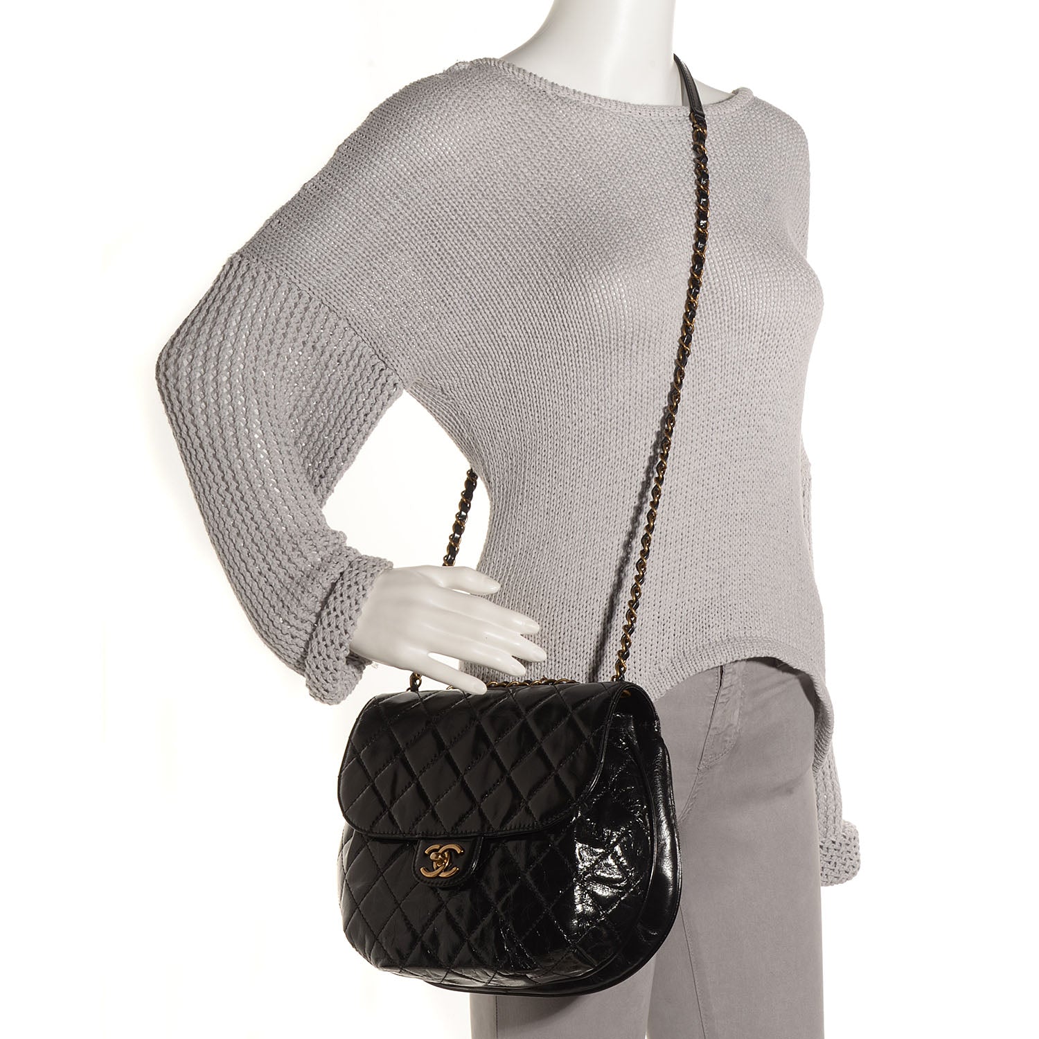 Chanel Calfskin Quilted Medium Bubble CC Flap Bag Black 2 of 9