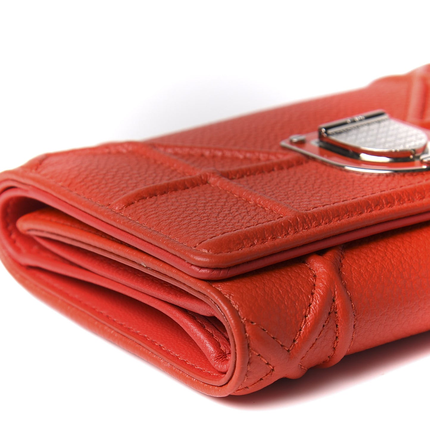 Grained Calfskin Cannage Diorama Elancee Wallet Inferno Red