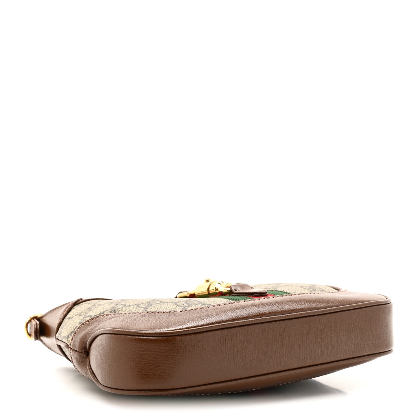 GG Supreme Monogram Azalea Calfskin Web Mini Jackie 1961 Hobo Beige Ebony Brown Sugar