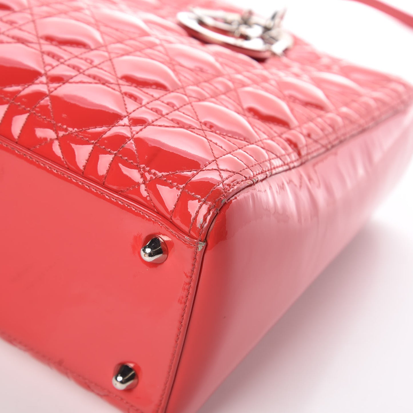 Patent Cannage Large Lady Dior Red