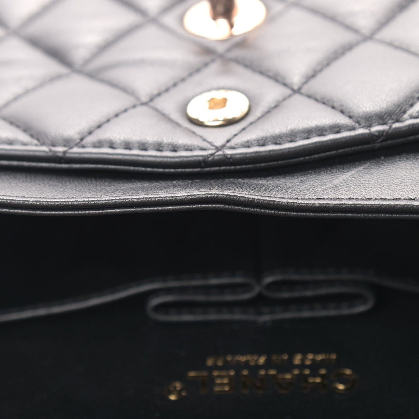 Lambskin Quilted Small Double Flap Black