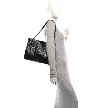 Saint Laurent Crinkled Calfskin Matelasse Monogram Medium Niki Shopper Tote Black 2 of 10