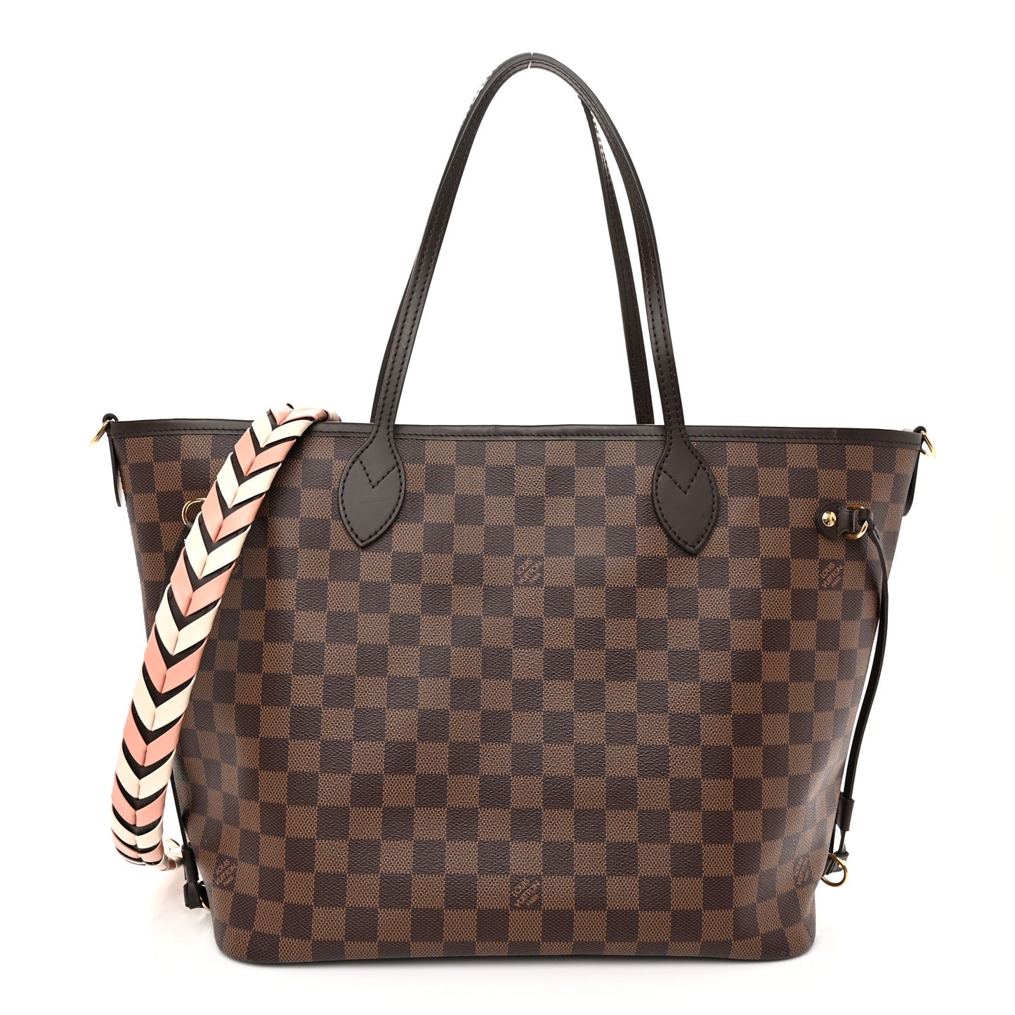 Damier Ebene Braided Neverfull MM Pink