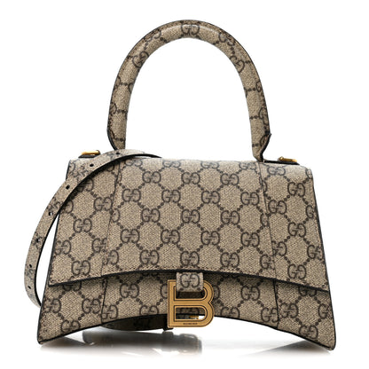 Balenciaga X GUCCI GG Supreme Monogram Small Hourglass Top Handle Bag Beige Ebony 1 of 9