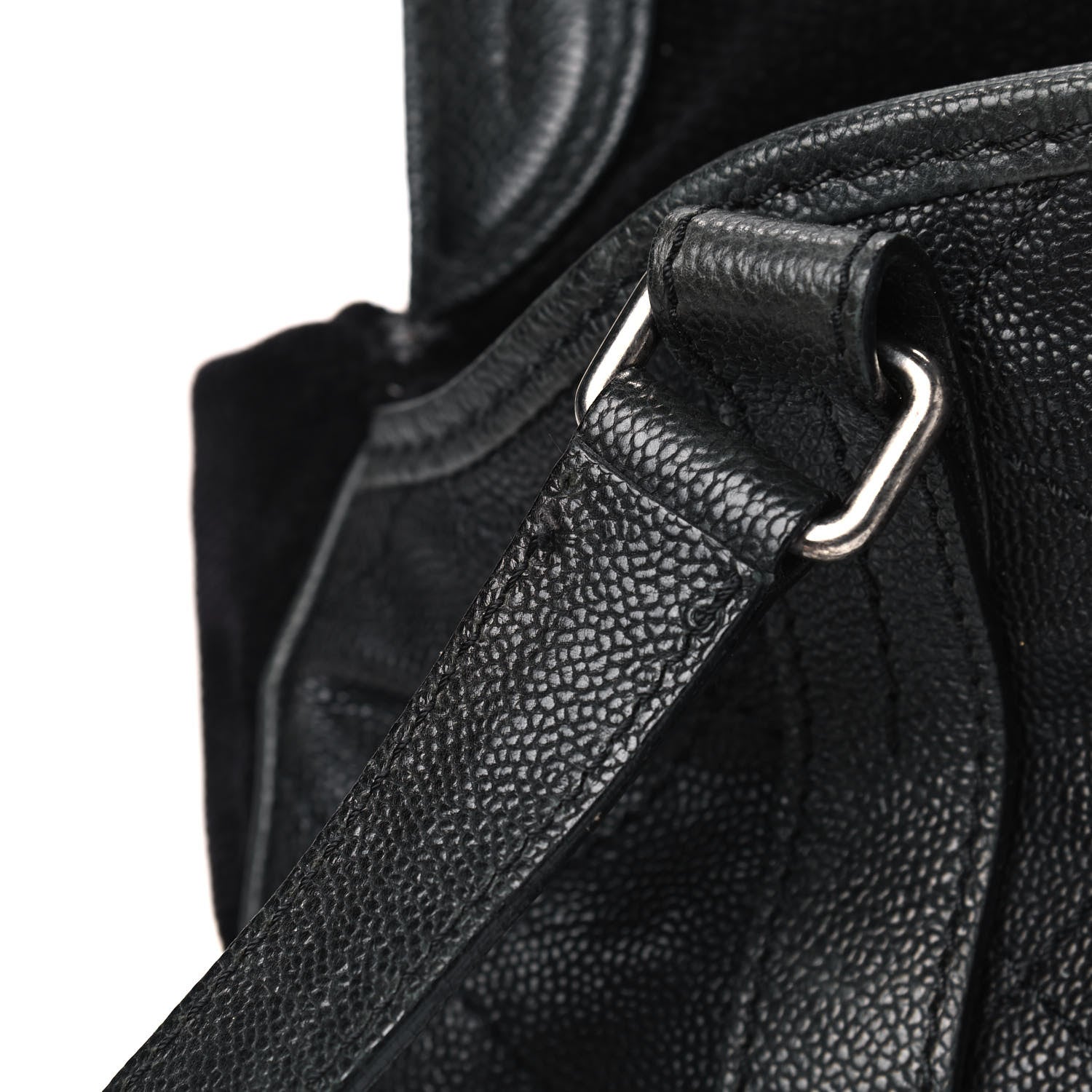 Chanel Caviar Fabric Diamond Stitched Mademoiselle Shoulder Bag Black 10 of 12