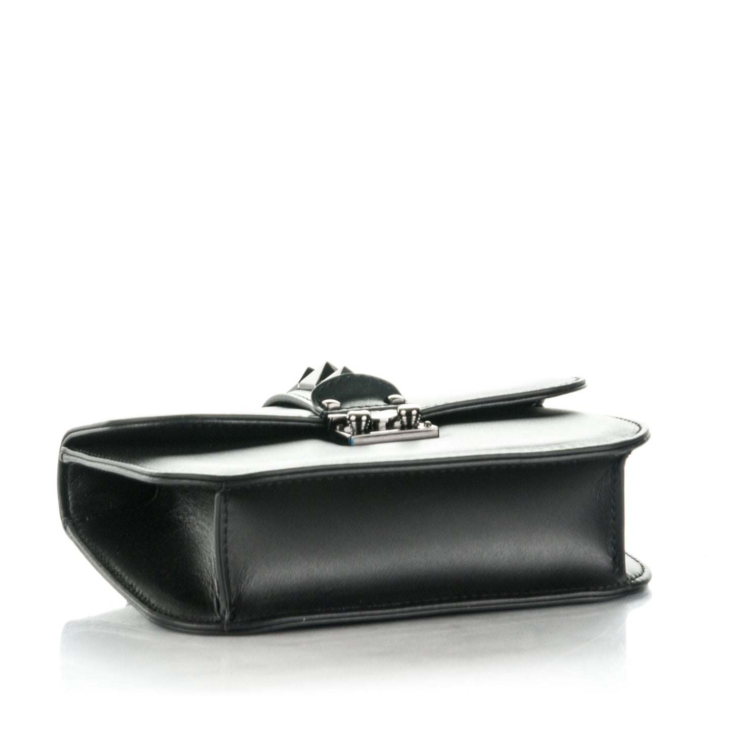 Vitello Small Glam Lock Rockstud Flap Black
