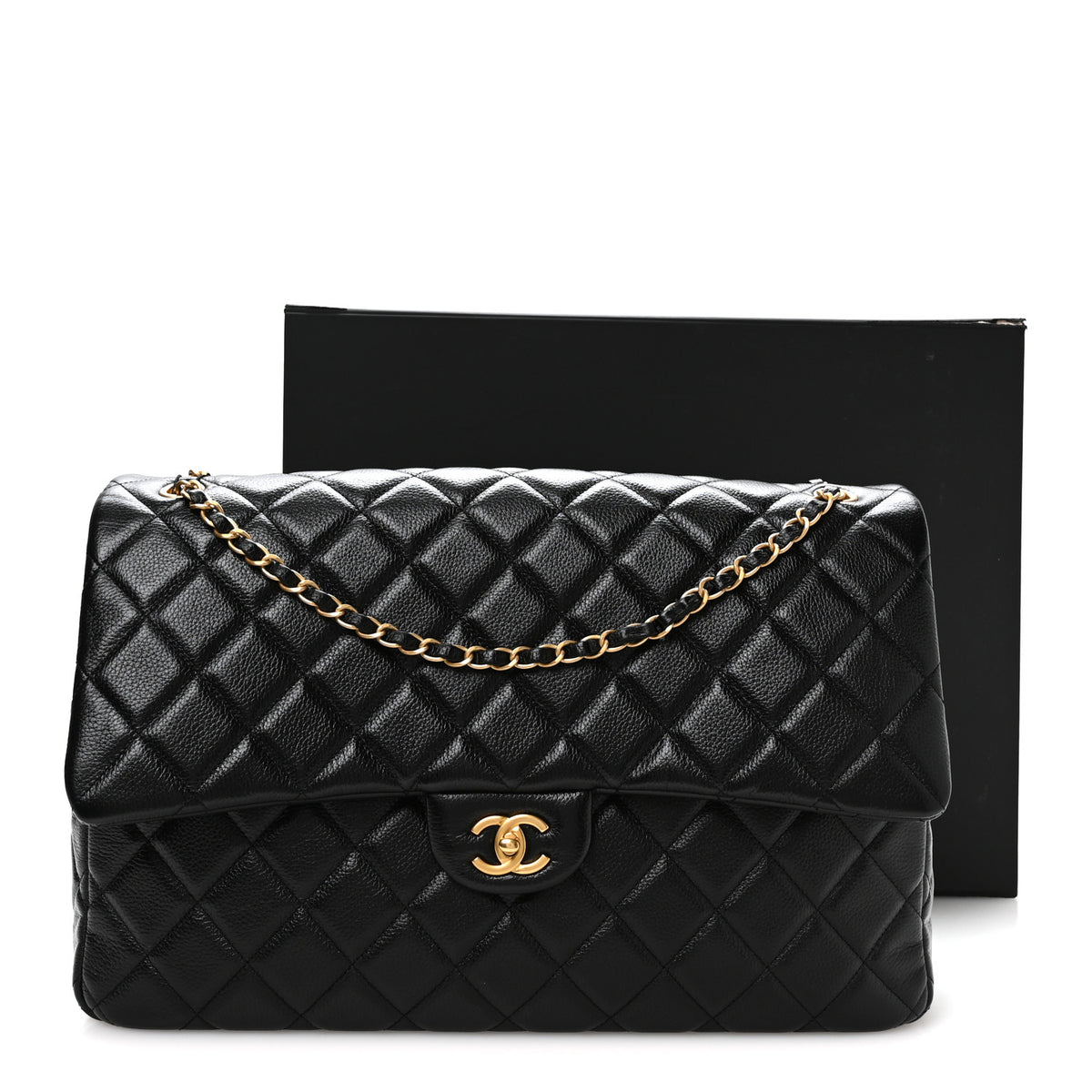 Chanel Grained Calfskin Quilted XXL Travel Flap Bag Black 11 of 11