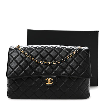 Chanel Grained Calfskin Quilted XXL Travel Flap Bag Black 11 of 11