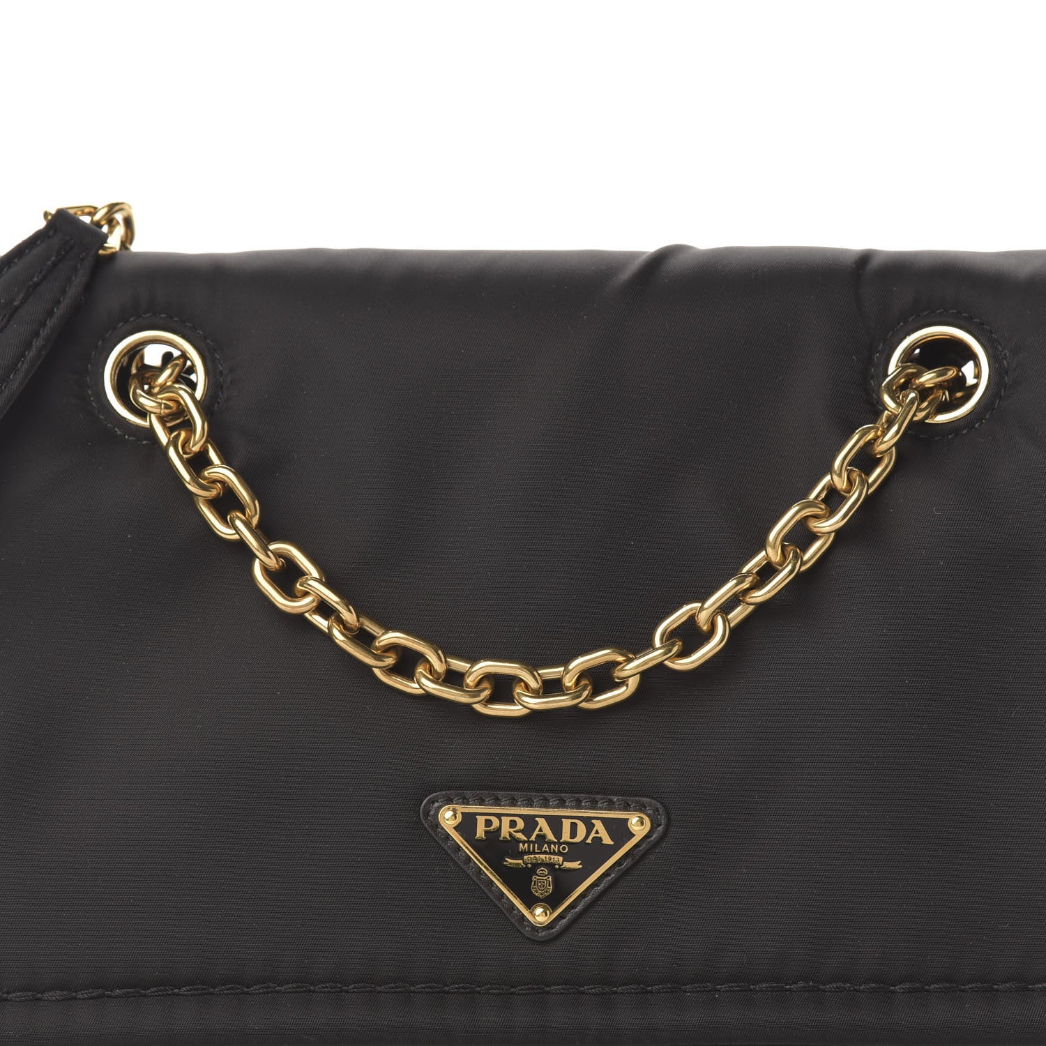 Prada Nylon Tessuto Chain Shoulder Bag Ebano 9 of 9
