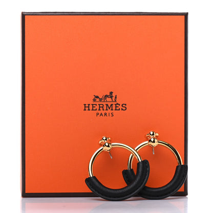 Hermes Swift Loop Earrings Gold Black 5 of 5