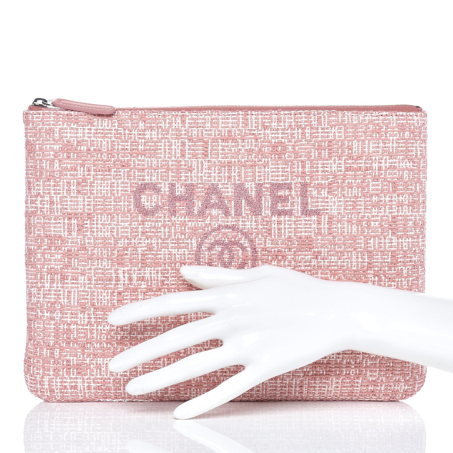 Chanel Canvas Medium Deauville Pouch Pink 2 of 7
