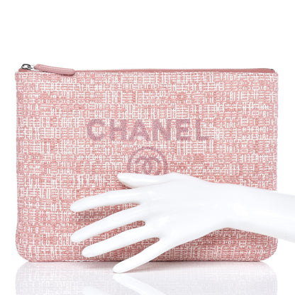 Chanel Canvas Medium Deauville Pouch Pink 2 of 7