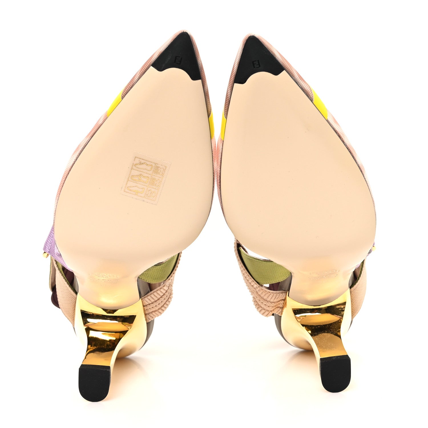 Fendi Mesh Vitello FF Colibri 100mm Slingback Pumps 39 Rose Multicoor 6 of 9