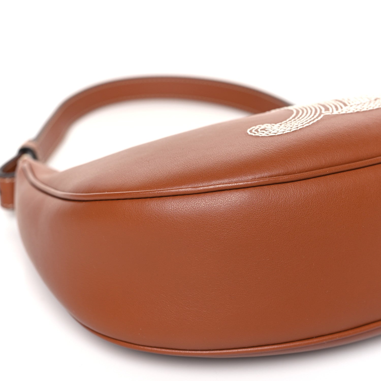 Celine Smooth Calfskin Triomphe Embroidered Ava Shoulder Bag Tan 8 of 9