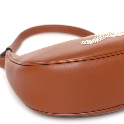 Celine Smooth Calfskin Triomphe Embroidered Ava Shoulder Bag Tan 8 of 9