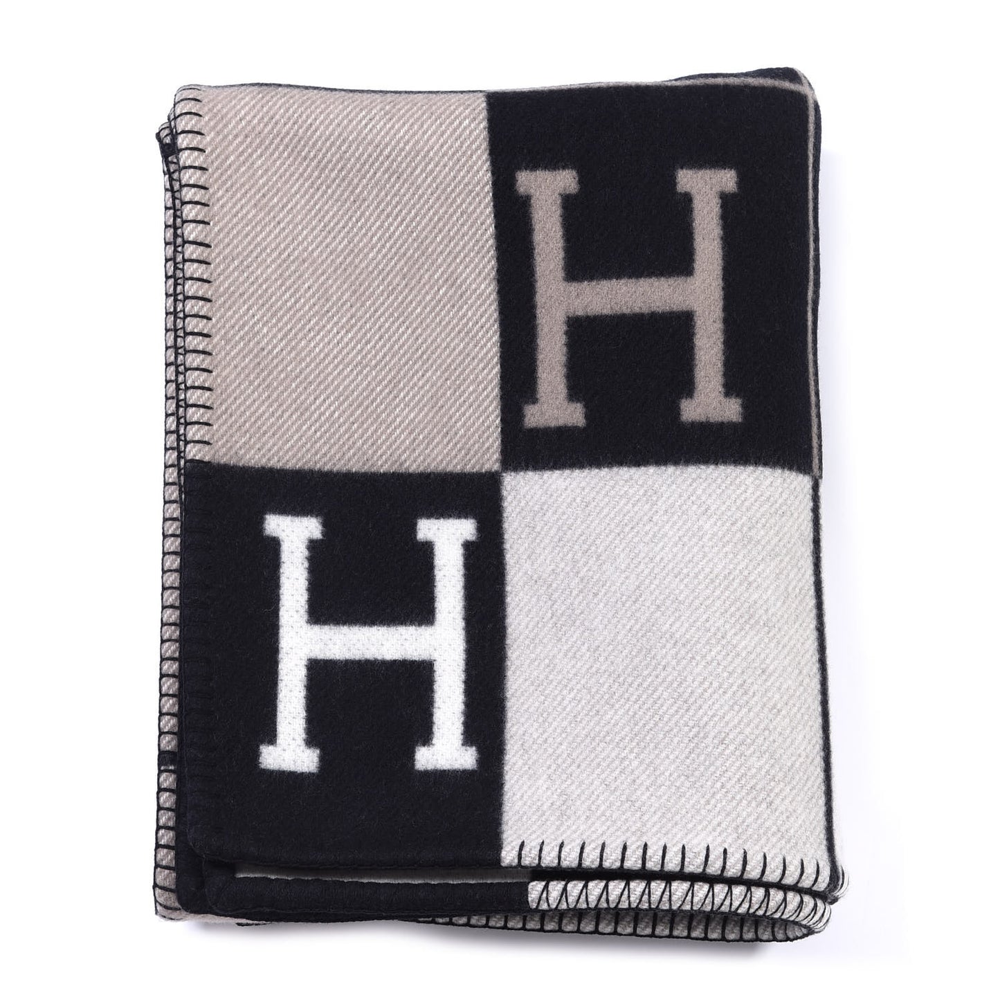 Wool Cashmere Avalon III Blanket Ecru Black