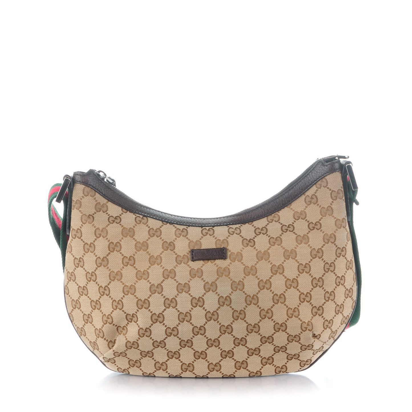 Monogram Web Medium Half Moon Hobo Dark Brown