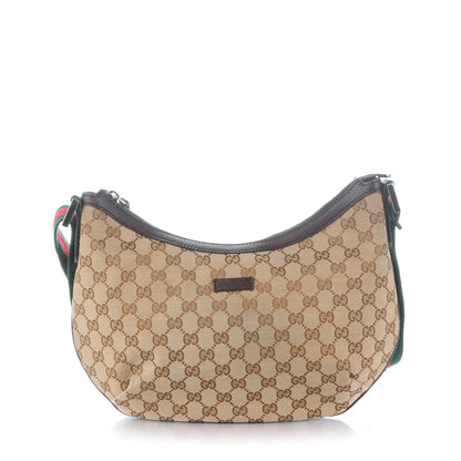 Gucci Monogram Web Medium Half Moon Hobo Dark Brown 1 of 7