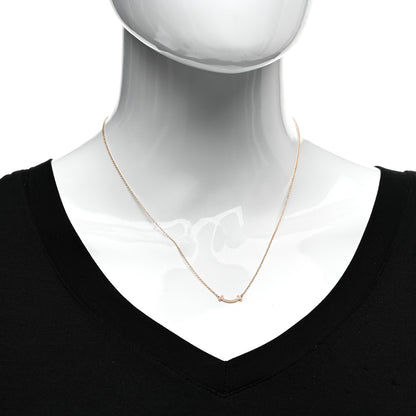 Tiffany 18K Rose Gold Diamond Mini T Smile Pendant Necklace 2 of 4