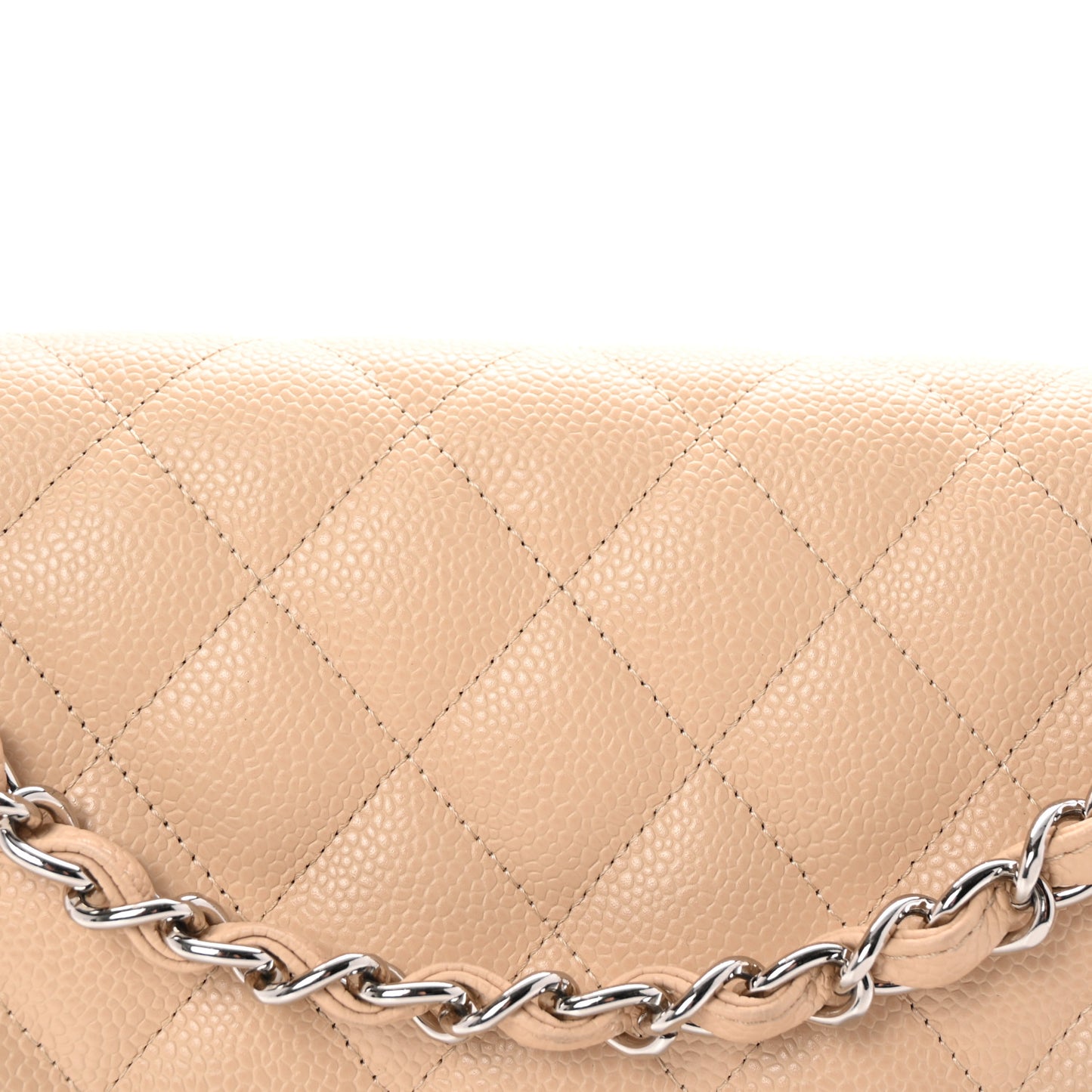 Caviar Quilted Jumbo Double Flap Light Beige