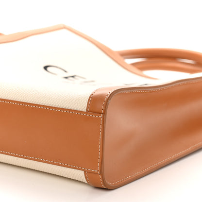 Celine Canvas Calfskin Logo Print Small Vertical Cabas Natural Tan 10 of 11