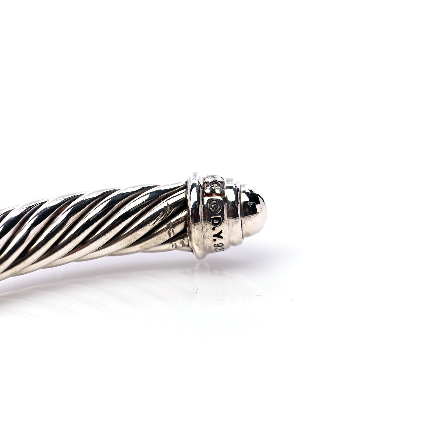 Sterling Silver Diamond 5mm Cable Classics Dome Bracelet
