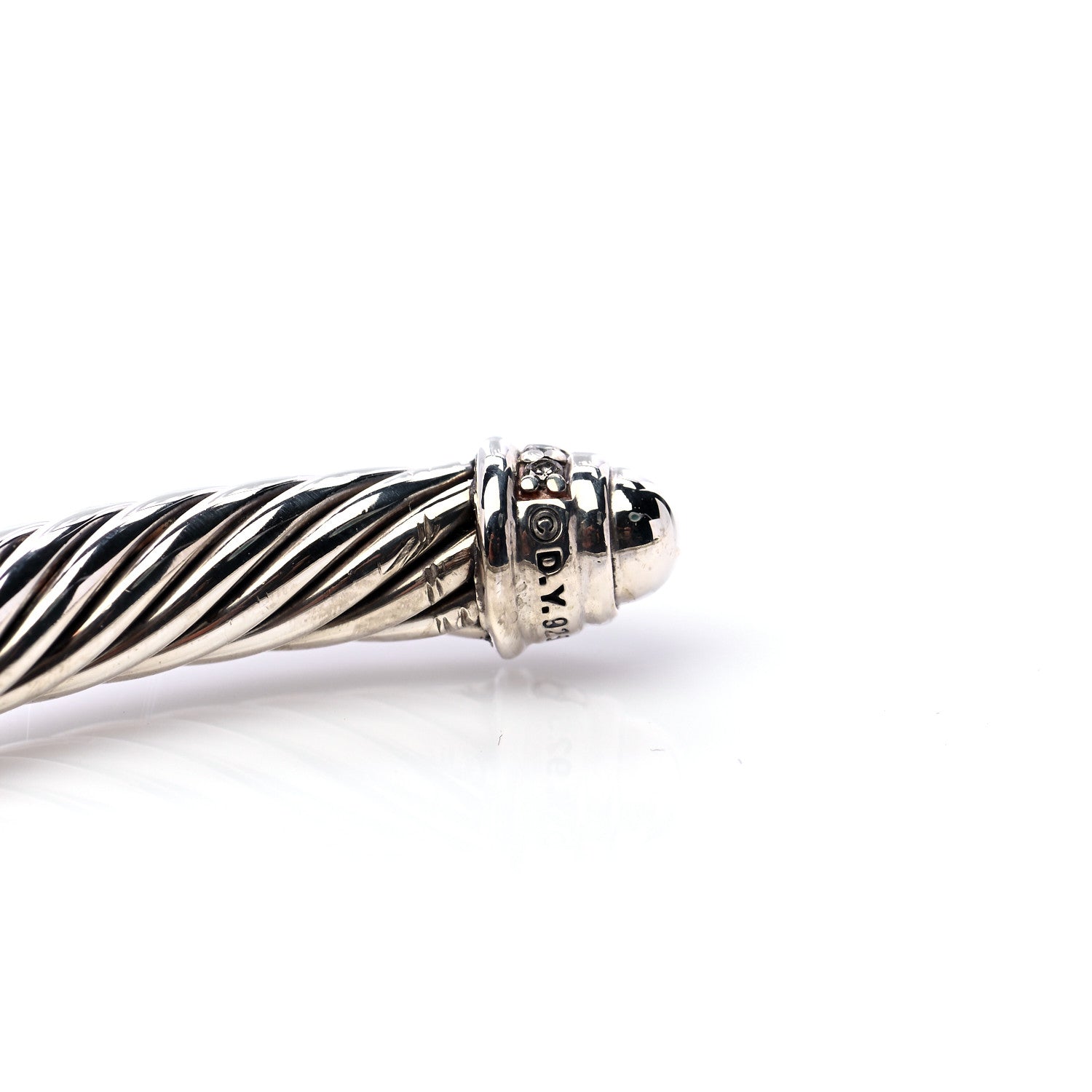 David Yurman Sterling Silver Diamond 5mm Cable Classics Dome Bracelet 4 of 5