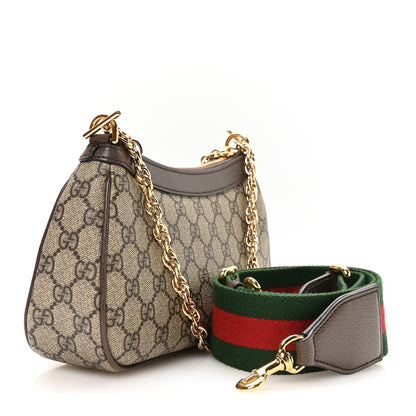 Gucci GG Supreme Monogram Textured Dollar Calfskin Web Small Ophidia GG Handbag Beige Ebony New Acero 3 of 11