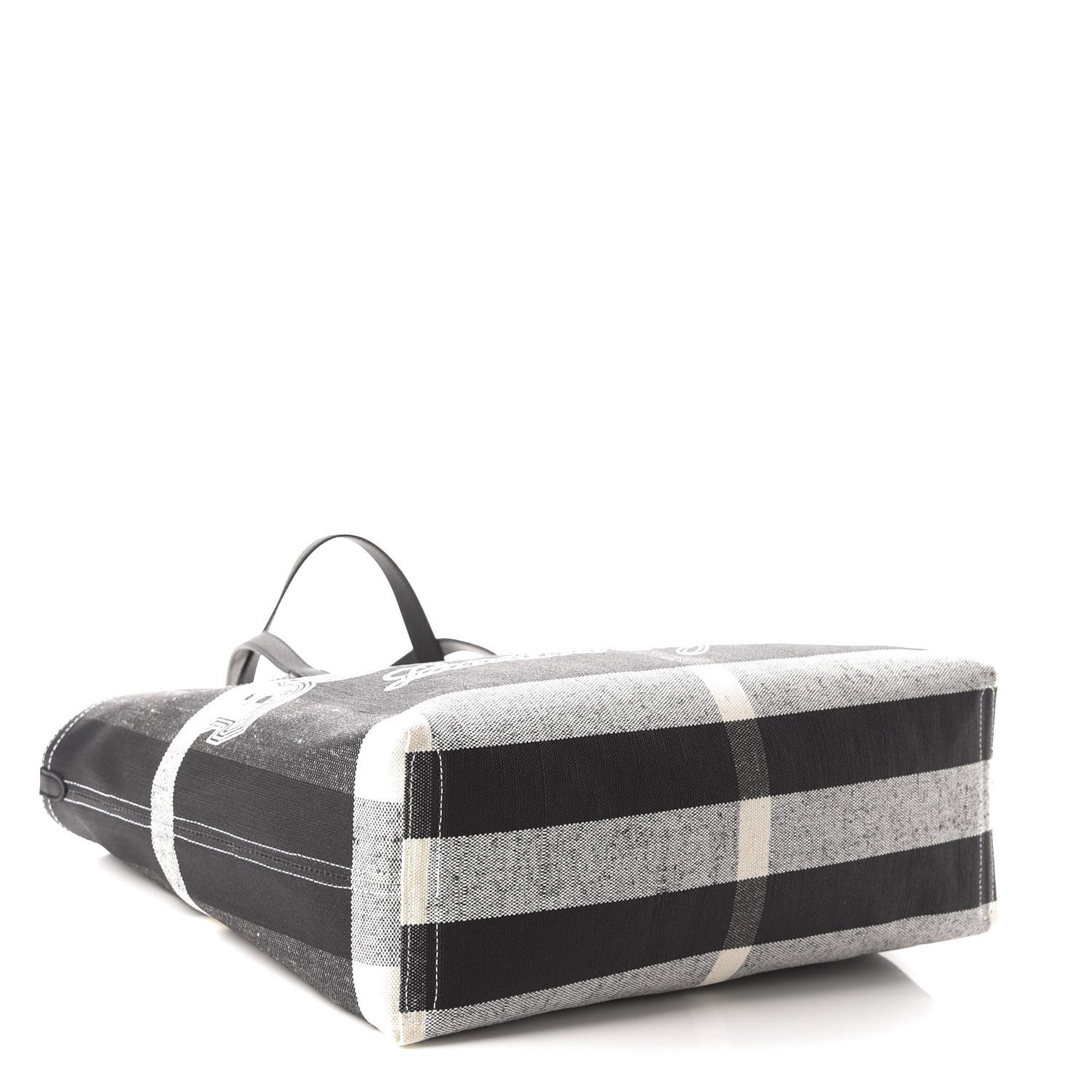 Coated Canvas Mega Check Medium Doodle Tote Black White
