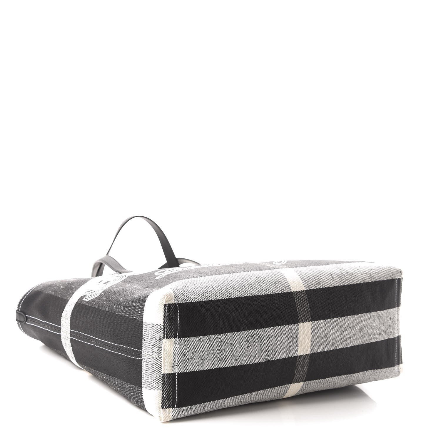 Burberry Coated Canvas Mega Check Medium Doodle Tote Black White 4 of 9