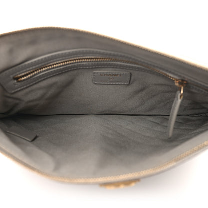 Chanel Caviar Quilted Medium Boy Cosmetic Case Grey 5 of 9