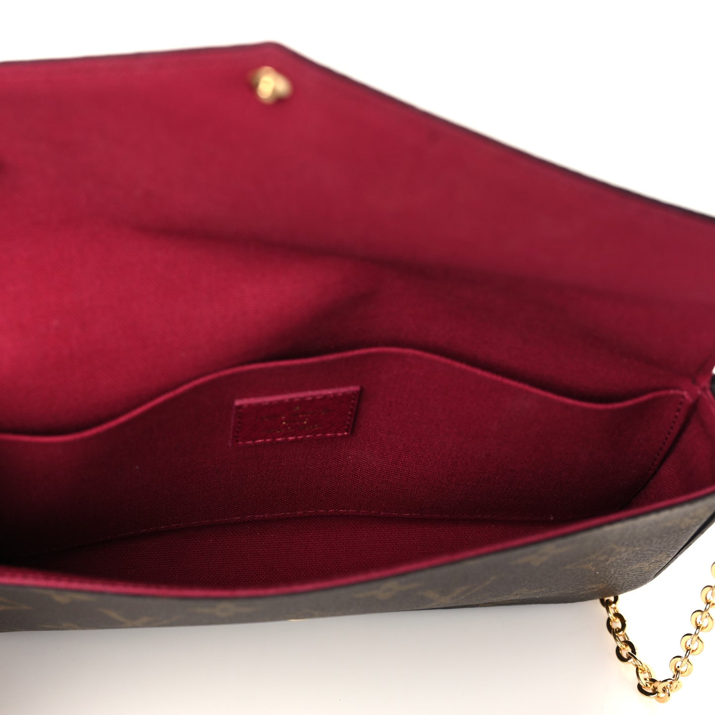 Monogram Pochette Felicie Chain Wallet Fuchsia