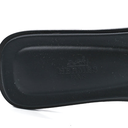 Hermes Box Calfskin Oran Sandals 37 Black 7 of 9