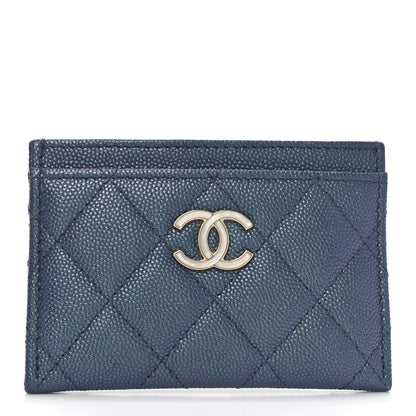 Chanel Iridescent Caviar Quilted Card Holder Blue Fonce 1 of 9