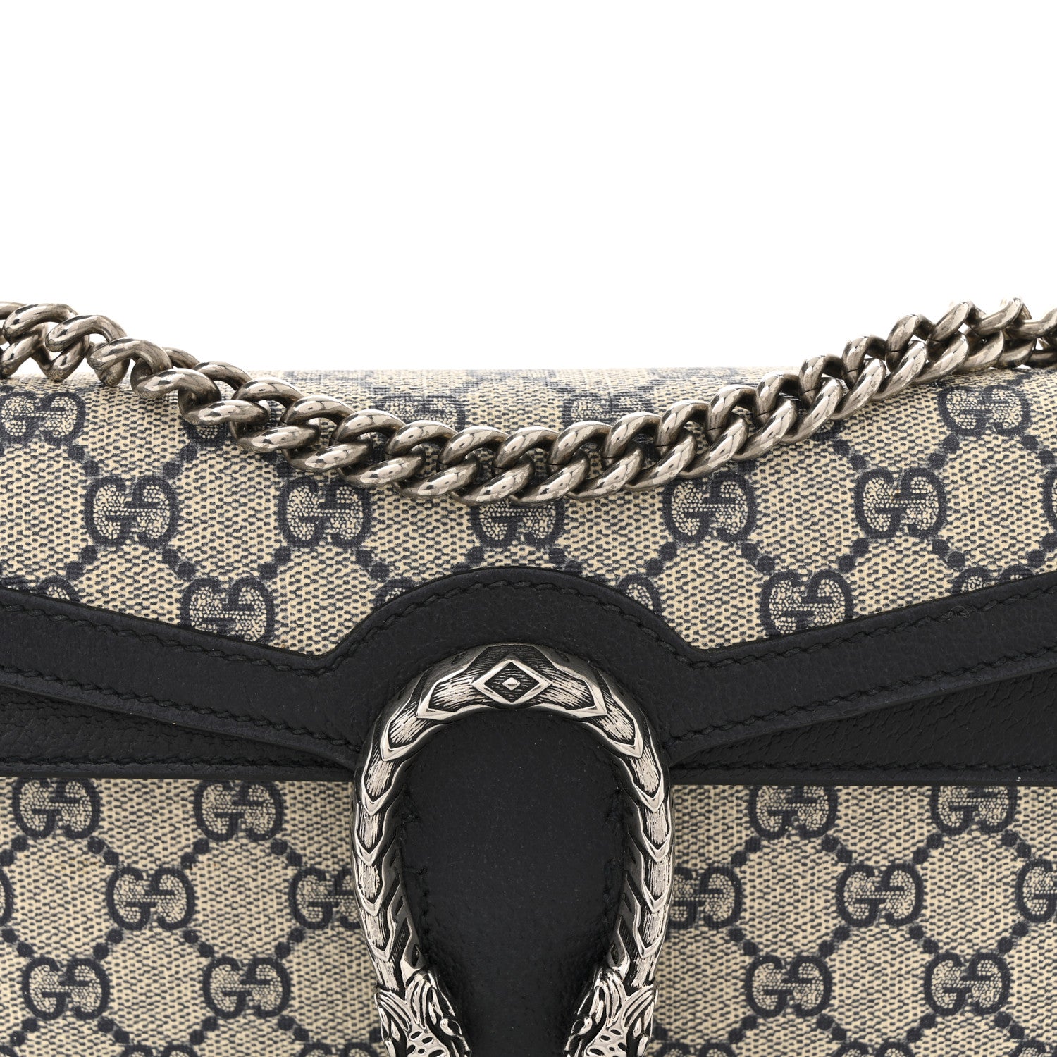 Gucci GG Supreme Monogram Textured Dollar Calfskin Small Rectangular Dionysus Shoulder Bag Beige Blue 8 of 14