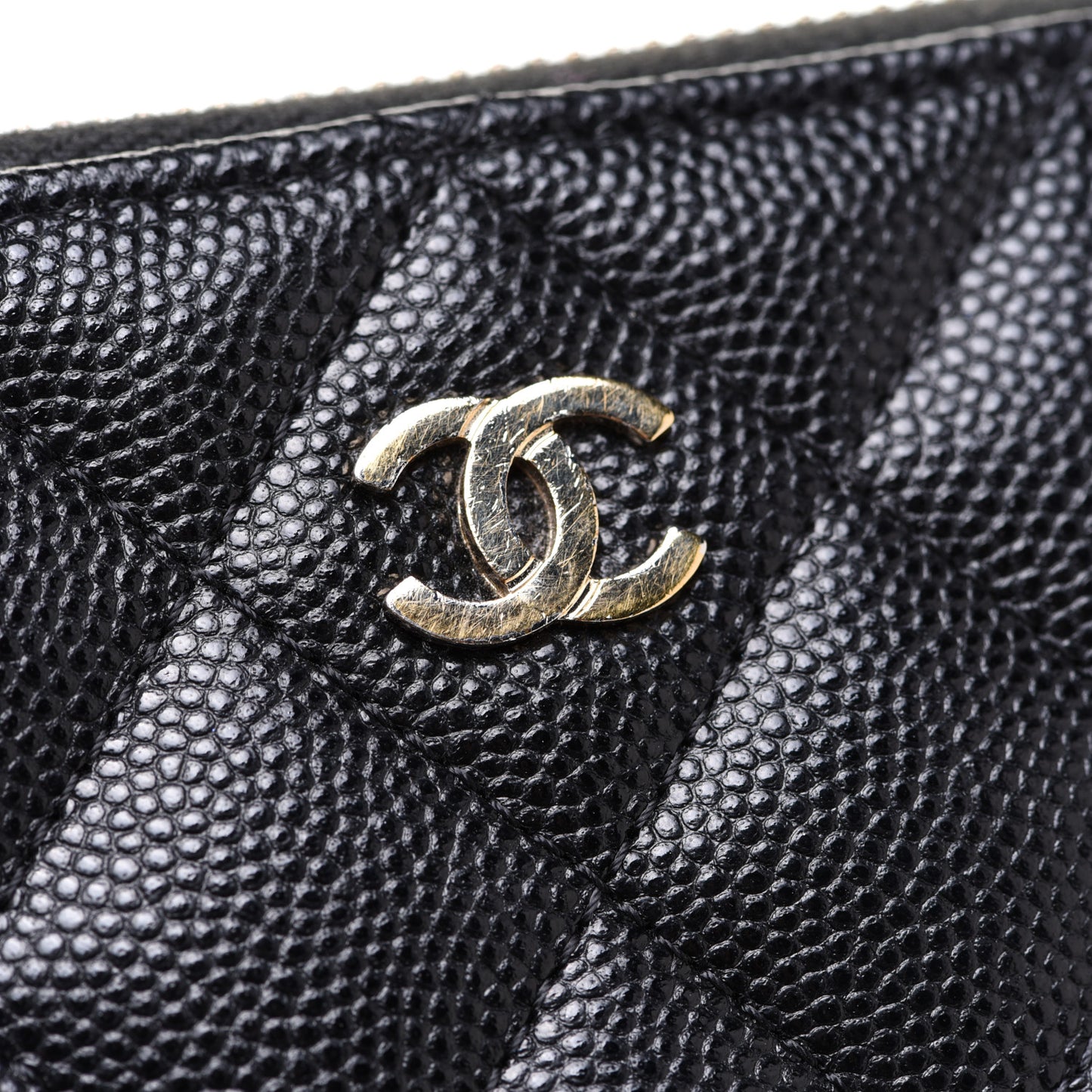 Caviar Quilted Zipped Key Holder Case Black