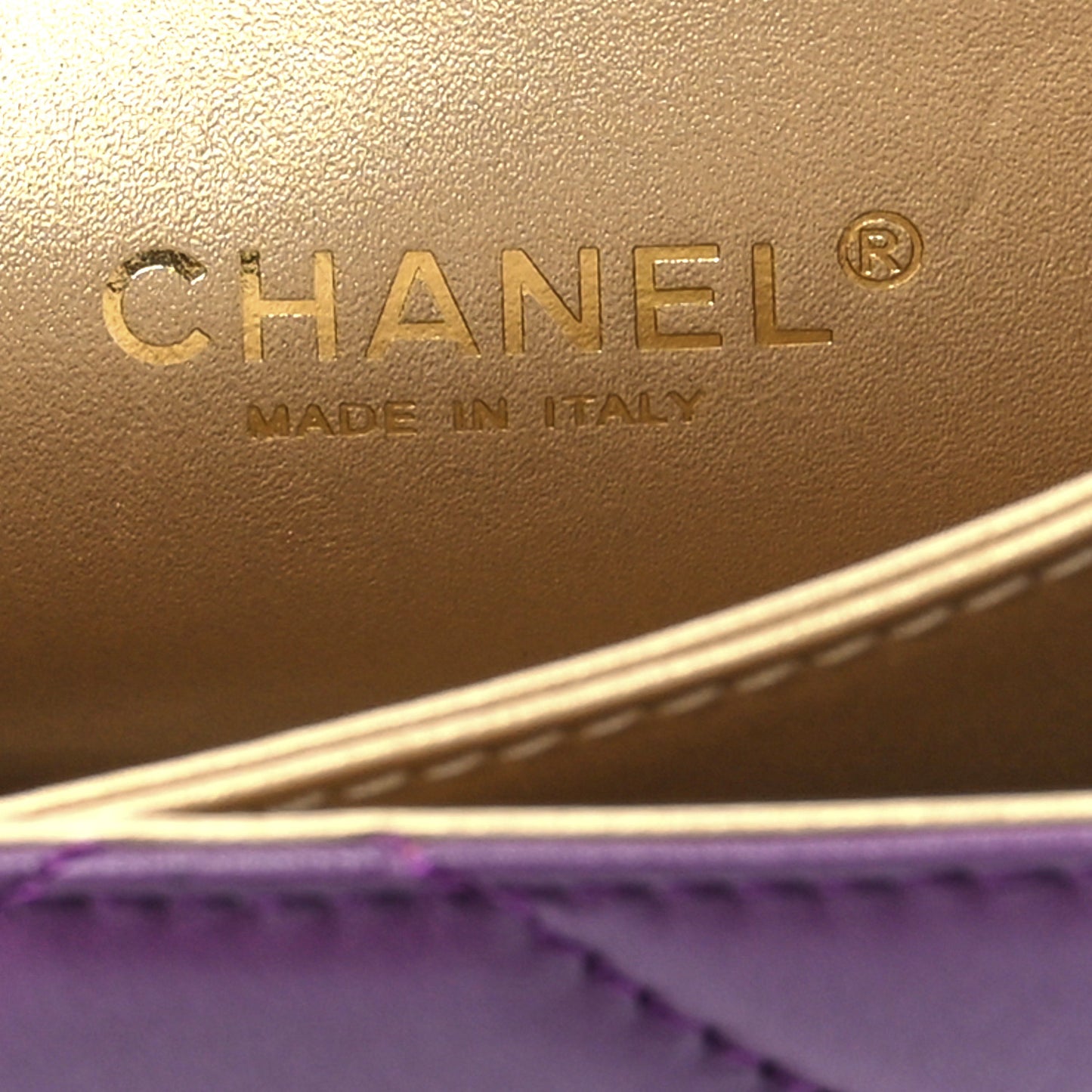 Calfskin Resin Quilted Mini Flap Purple