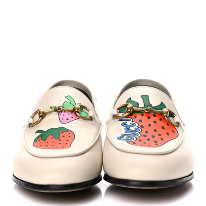 Gucci Calfskin Taste Strawberry Womens Brixton Horsebit Loafers 36 Ivory Red 2 of 10