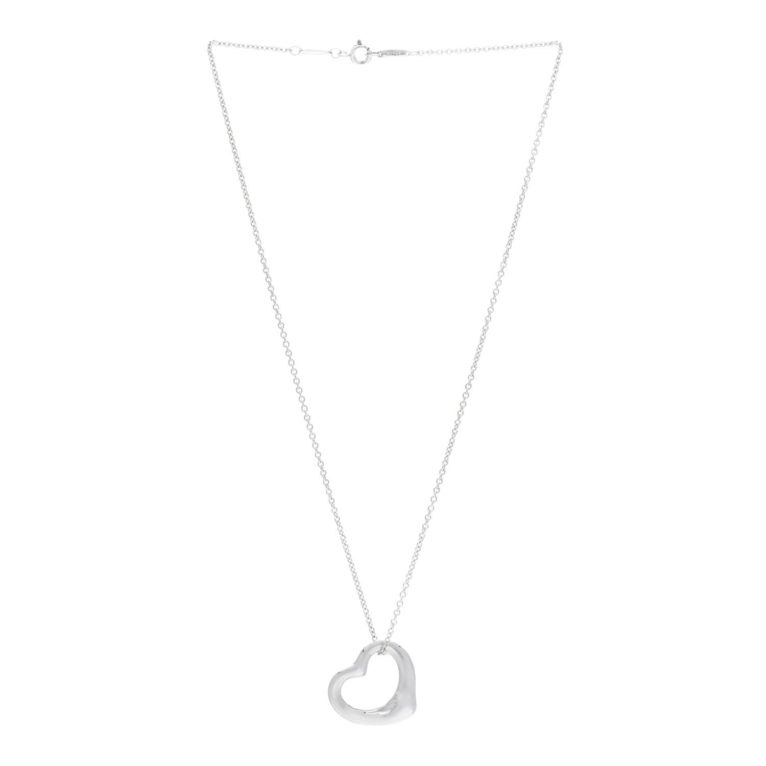 Tiffany Sterling Silver 22mm Elsa Peretti Open Heart Pendant Necklace 3 of 6