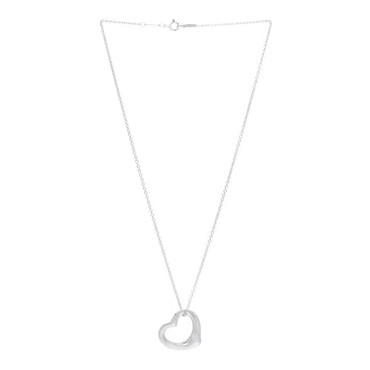 Tiffany Sterling Silver 22mm Elsa Peretti Open Heart Pendant Necklace 3 of 6